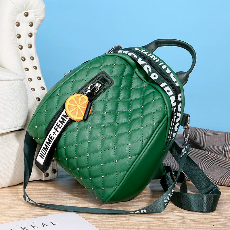 High Leather Backpack Willow Nail School Bags Anti-Theft School Bags