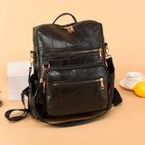 Large Capacity Leather Backpack for Women Vintage Bag School Travel Bagpack