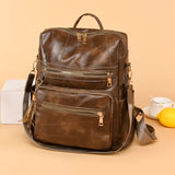 Large Capacity Leather Backpack for Women Vintage Bag School Travel Bagpack