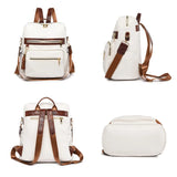 Large Capacity Leather Backpack for Women Vintage Bag School Travel Bagpack