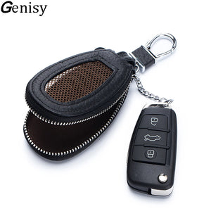 Leather Key Cover Hollow Holder Organizer Keychain Pouch