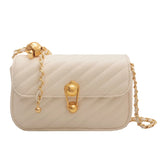 Leather Chain Handle Shoulder Bag Small Square Bag Sac A Main