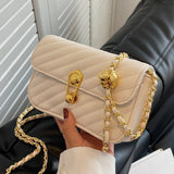 Leather Chain Handle Shoulder Bag Small Square Bag Sac A Main