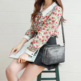 High Leather Crossbody Bag For Women 3 Layers 2 Shoulder Strap Messenger Bag