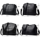 High Leather Crossbody Bag For Women 3 Layers 2 Shoulder Strap Messenger Bag