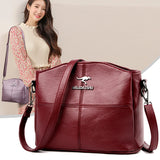 High Leather Crossbody Bag For Women 3 Layers 2 Shoulder Strap Messenger Bag