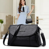 Leather Square Shoulder Bag Small Crossbody Handbag for Women