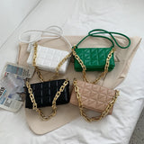 High Leather Thick Chain Shoulder Crossbody Bag For Women