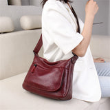 High Leather Tote for Ladies Casual Women Shoulder Crossbody Sac Female Worker B