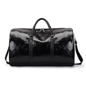 Large Leather Travel Bag Waterproof Handbag Men Women Duffle Shoulder Luggage