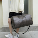 Large Leather Travel Bag Waterproof Handbag Men Women Duffle Shoulder Luggage