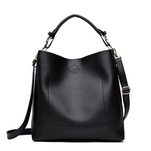 High Leather Women Bag Bucket Shoulder Bags Solid Big Capacity Tote