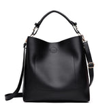 High Leather Women Bag Bucket Shoulder Bags Solid Big Capacity Tote