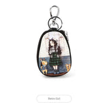 Leather Zipper Key Case Lady Casual Buckle Key Wallet