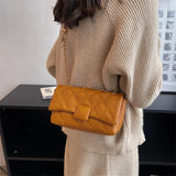Plaid Quilted Crossbody Bag Chain Flap Messenger Bag for Women