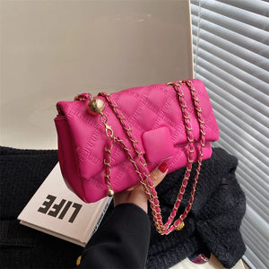 Plaid Quilted Crossbody Bag Chain Flap Messenger Bag for Women