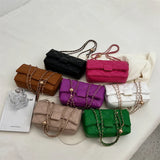 Plaid Quilted Crossbody Bag Chain Flap Messenger Bag for Women