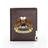 Masonic Eagle 32 Leather Wallet Men Women Billfold Purses