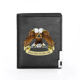 Masonic Eagle 32 Leather Wallet Men Women Billfold Purses