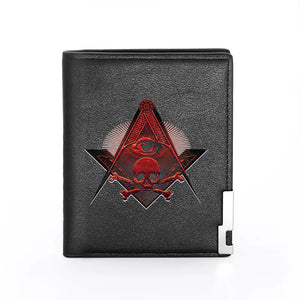 Masonic Skull Crossbones Wallet Slim Credit Card Holder