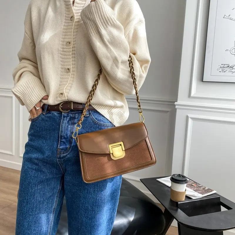 Retro Leather Crossbody Bag for Ladies