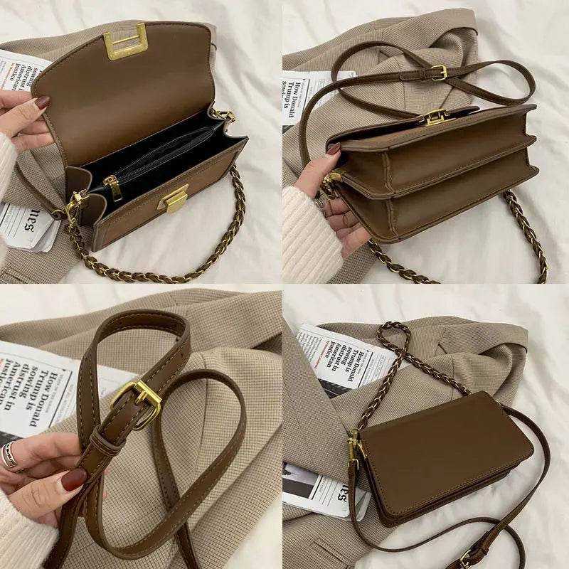 Retro Leather Crossbody Bag for Ladies