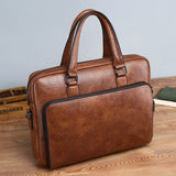 Men's Leather Briefcase Bag for 14" Laptop - Business Travel Shoulder Bag