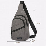 High Men Chest Bag Anti-Theft Sling Pack USB Charge Port Satchel