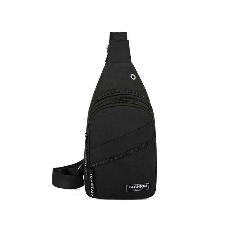 High Men Chest Bag Anti-Theft Sling Pack USB Charge Port Satchel