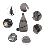 High Men Chest Bag Anti-Theft Sling Pack USB Charge Port Satchel
