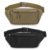 Men Fanny Pack Chest Bag 3 Pockets Nylon Waist Bag Black/Khaki