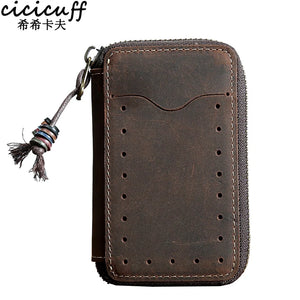 Men Leather Key Holder Key Wallet Zip Organizer Pouch