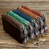Men Leather Key Holder Zipper Key Wallet Women Housekeeper Key Case Bag