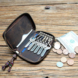 Men Leather Key Holder Zipper Key Wallet Women Housekeeper Key Case Bag