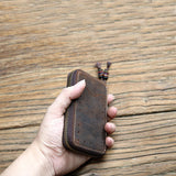 Men Leather Key Holder Zipper Key Wallet Women Housekeeper Key Case Bag