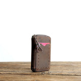 Men Leather Key Holder Zipper Key Wallet Women Housekeeper Key Case Bag
