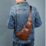 High Men Waist Pack Vintage Messenger Shoulder Bag PU Leather Mobile Phone Bag