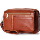 Men's Clutch Wallet Leather Double Zip Business Wallet