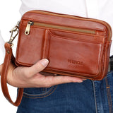 Men's Clutch Wallet Leather Double Zip Business Wallet