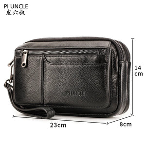 Men's Clutch Wallet Leather Double Zip Business Wallet