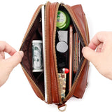 Men's Clutch Wallet Leather Double Zip Business Wallet