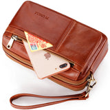 Men's Clutch Wallet Leather Double Zip Business Wallet