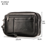 Men's Clutch Wallet Leather Double Zip Business Wallet