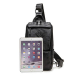 Men's PU Leather Chest Bag Shoulder Messenger Bag Small Backpack