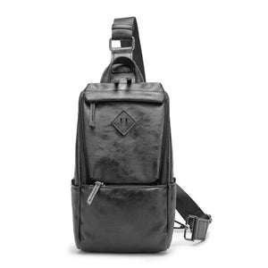 Men's PU Leather Chest Bag Shoulder Messenger Bag Small Backpack