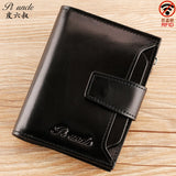 Vintage Men's Leather Thin Wallet Zipper Pouch Male Purse Money Bag