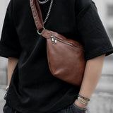 Men's Retro Waist Bag Chest Bag Large Capacity