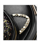 Microfiber Leather Rhinestone Backpack Casual Shine Diamonds