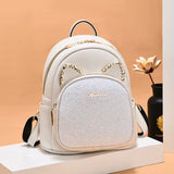 Microfiber Leather Rhinestone Backpack Casual Shine Diamonds