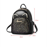 Microfiber Leather Rhinestone Backpack Casual Shine Diamonds